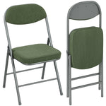 Lot de 2 chaises pliantes chaises de salle à manger portables avec assises et dossiers rembourrés en velours côtelé vert