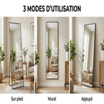 Miroir de sol arqué pleine longueur miroir sur pied cadre en effet imitation pierre pour salon chambre 50 x 160 cm blanc