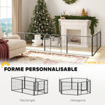 Dog playpen, 6-panel modular and foldable dog enclosure, portable steel with door 80 x 60 gray