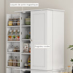 Armoire de cuisine buffet cuisine avec placards, étagère réglable et porte-épices, 60 x 35 x 166 cm, blanc