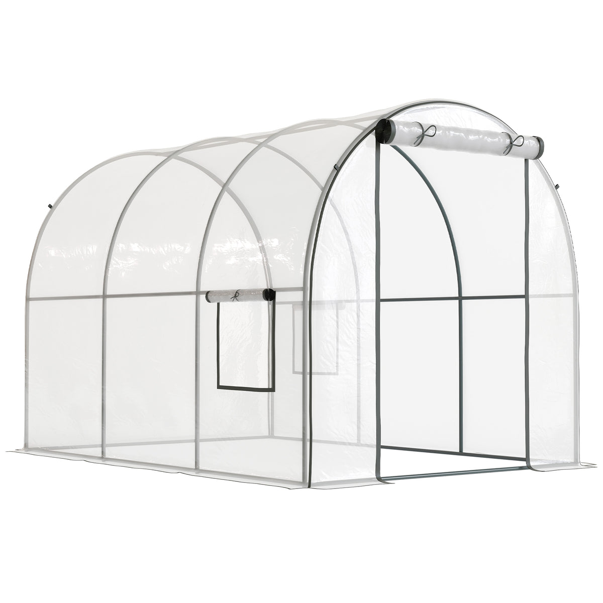Serre de Jardin Tunnel 6 m² 3L x 2l x 2H m châssis Tubulaire renforcé Porte zippée 2 fenêtres enroulables - transparent