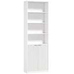 6-Tier Bookcase, Storage Unit, 60 x 24 x 182 cm with 4 Open Compartments and 2 Doors, White