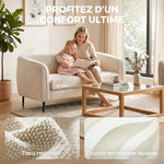 Canapé 2 places en velours, canapé de salon moderne 160 cm, assise large rembourrée, coussin épais à ressorts, beige