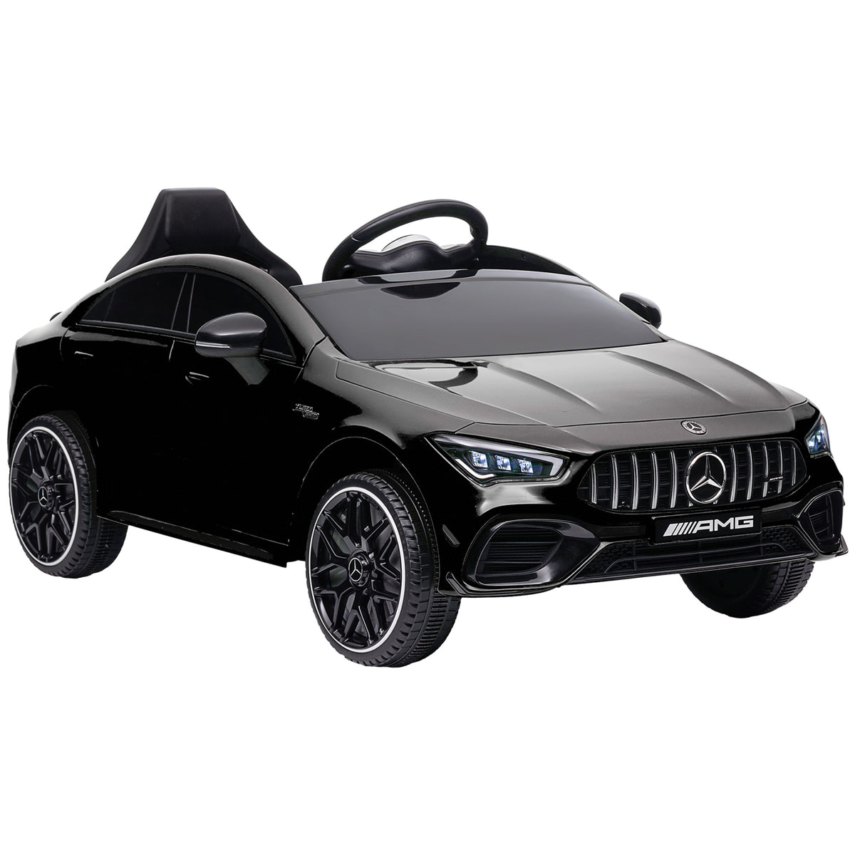 Elektrische kinderauto Mercedes-Benz AMG CLA 45, afstandsbediening, instelbare snelheid (3-5 km/u), led-koplampen, muziek, zwart
