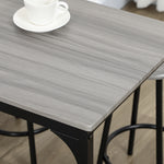 Ensemble table haute et 4 tabourets avec Repose-Pieds, métal noir et aspect bois pour cuisine salle à manger
