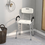 Chaise de Douche siège de Douche Ergonomique Hauteur réglable Pieds antidérapants Dossier accoudoirs Amovibles Charge Max. 136 Kg alu HDPE Blanc