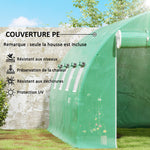 Ersatzplane für Folientunnel 12 m² 4 x 3 x 2 m PE UV-beständig wasserdicht 8 Fenster + aufrollbare Reißverschlusstür grün