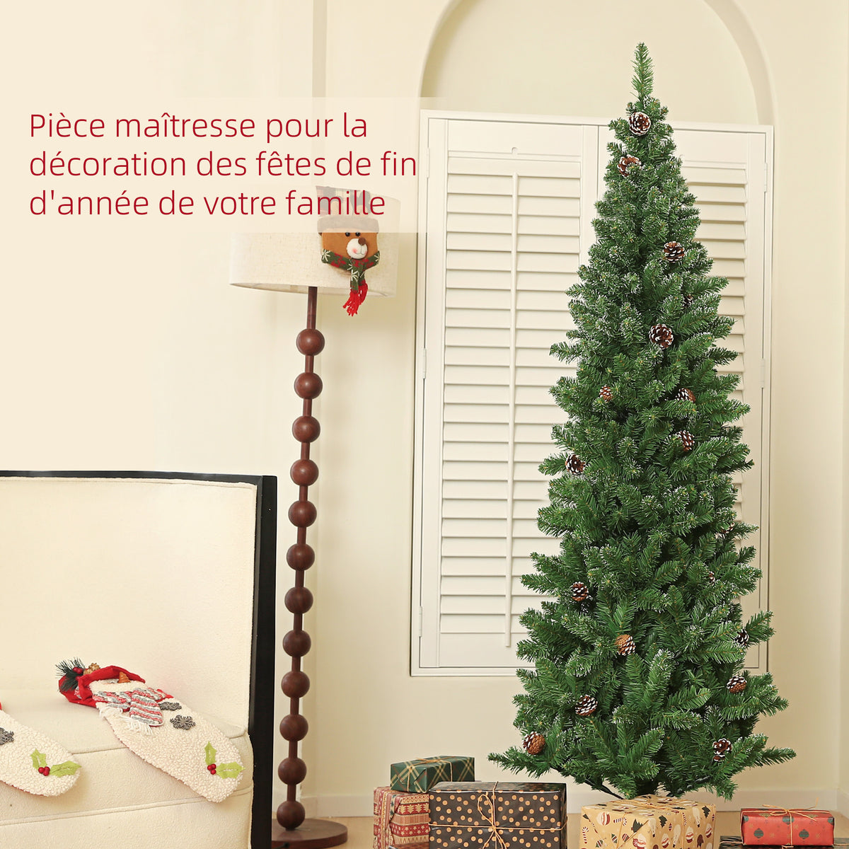 Albero di Natale artificiale 180 cm, albero di Natale slim con supporto in acciaio pieghevole, 618 rami, verde