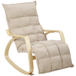 Fauteuil à Bascule avec Repose-Pieds Ajustable, Rocking Chair avec Pieds en Bois de Bouleau, 67x93x105cm, Marron Clair