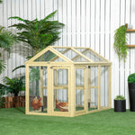 Enclos poulailler en bois cage à poules parc grillagé 140 x 88,5 x 106 cm naturel