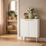 Buffet cuisine meuble de rangement avec 2 portes étagère réglable pieds métalliques surélevés 60 x 40 x 80 cm blanc