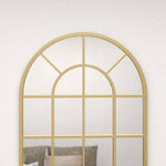 Specchio vetrata ad arco stile industriale finestra a tutto sesto metallo 110 x 65 cm dorato