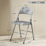 Lot de 4 chaises pliantes et portables intérieur avec assises et dossiers rembourrés en velours, cadre en acier, gris clair