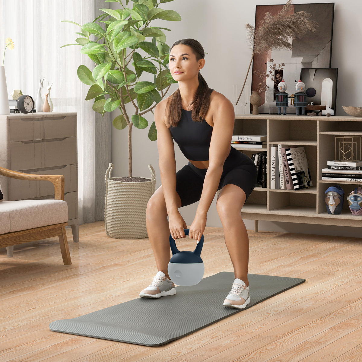 Kettlebell 6 kg - Collaboration .fr x FFHandball - Hantel mit rutschfestem Griff, Grau und Blau