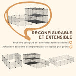Parc enclos modulable DIY, 2 niveaux, enclos pour petits animaux, hamsters, lapins, cochon d'inde, panneaux grillagés, 45 panneaux, 175 x 105 x 70 cm, noir