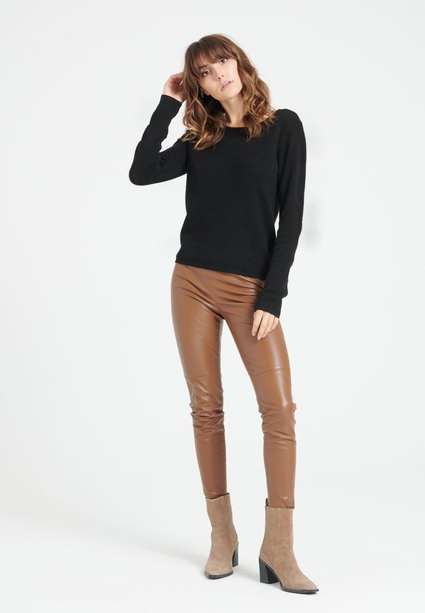 Pull col rond femme en cachemire noir - LILLY 1