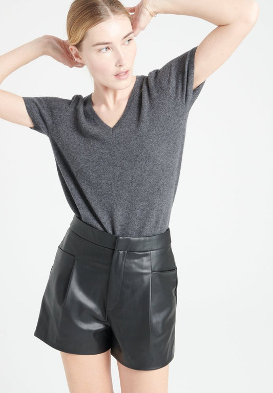 T-shirt col V femme en cachemire gris anthracite - LILLY 14