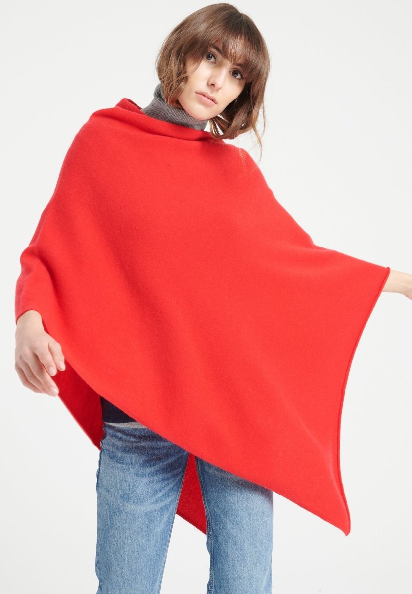 Poncho femme en cachemire rouge - LILLY 9