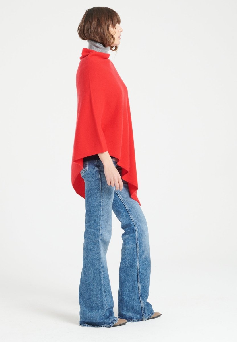 Poncho femme en cachemire rouge - LILLY 9