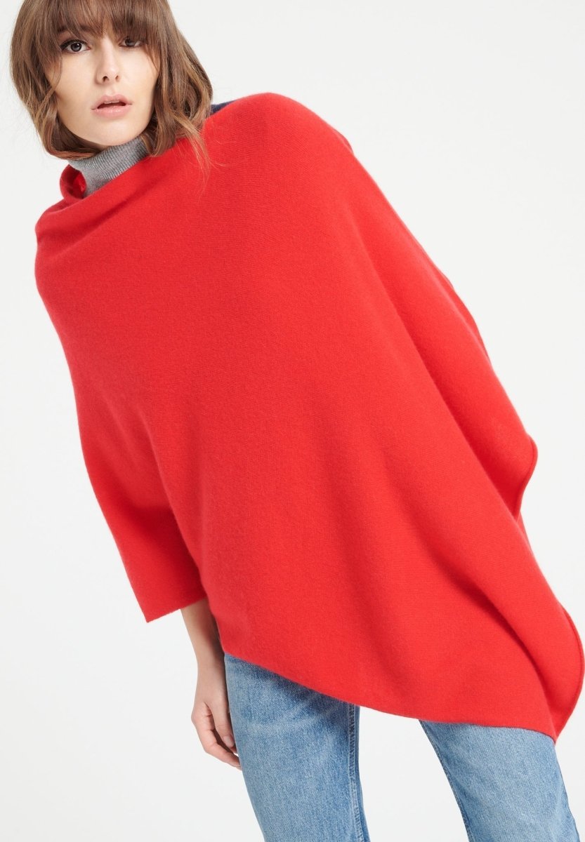 Poncho femme en cachemire rouge - LILLY 9