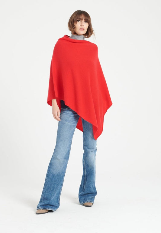 Poncho femme en cachemire rouge - LILLY 9