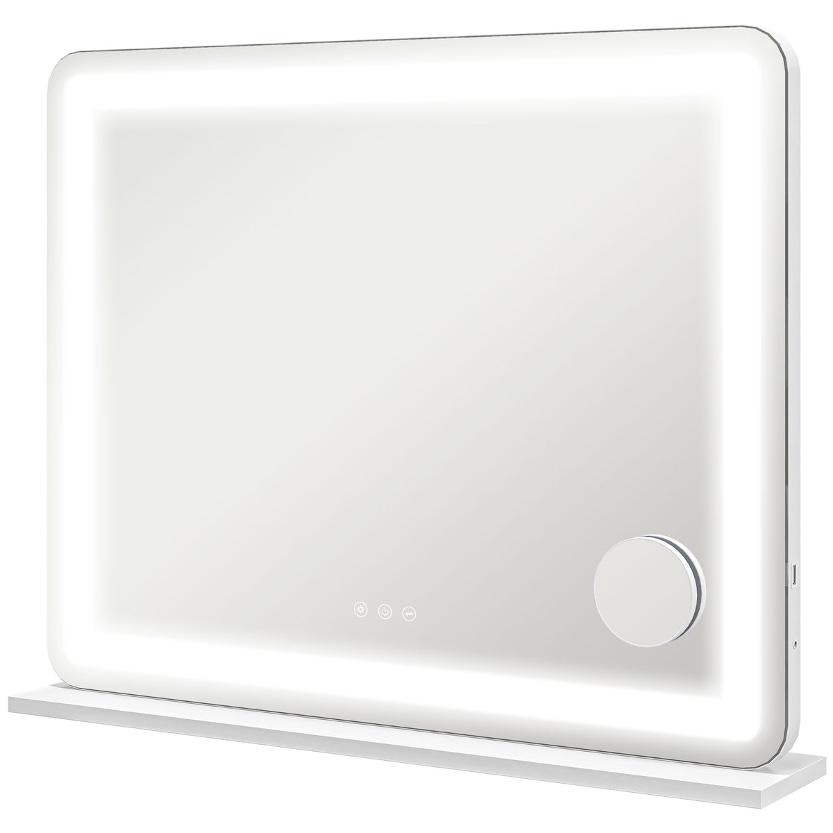 Miroir Lumineux LED intensité 3 modes d'éclairage, grossissement 10X,  port de charge USB, touche tactile - 80 x 62 cm