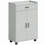 Meuble à Chaussures, Armoire à Chaussures avec 2 Portes, Tiroir, 5 Compartiments et Étagères Réglables, Gris