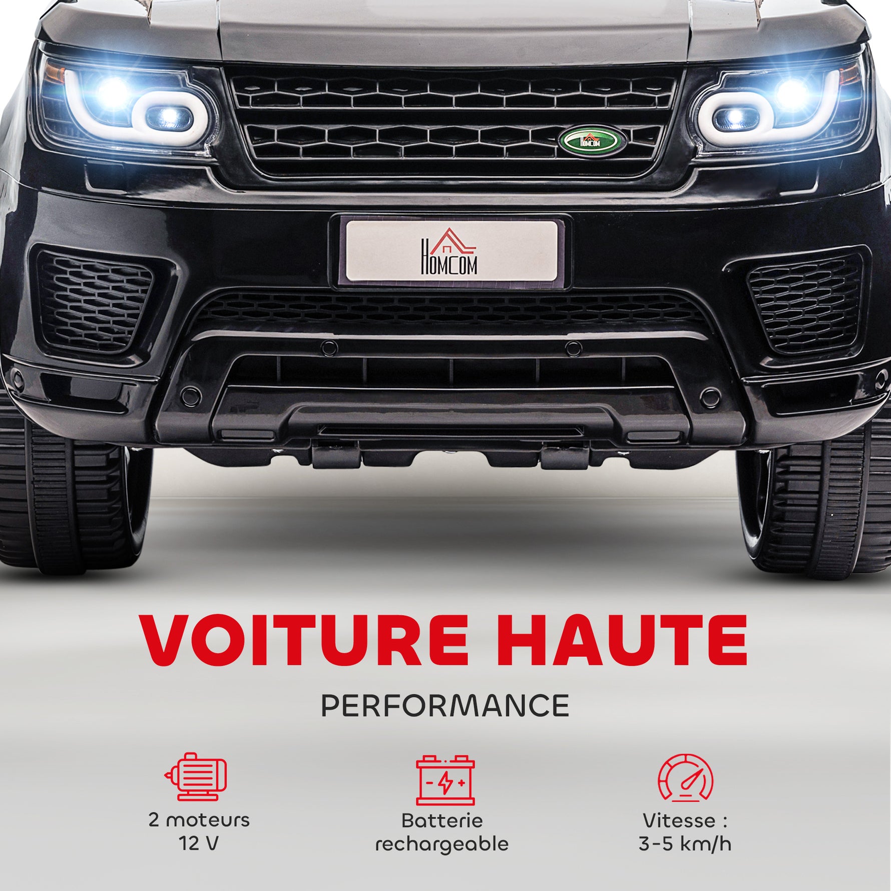 Voiture électrique enfants véhicule électrique 12 V double moteurs 3 à 5 km/h 110 x 68 x 52 cm noir