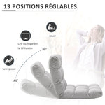 Sillón convertible sillón perezoso gran confort reclinable respaldo multiposiciones 90°-180° franela poliéster acolchado gris claro