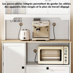 Buffet Haut Cuisine, Armoire Cuisine avec 3 Portes, 2 Tiroirs, Plan de Travail, Compartiments Ouverts, Blanc