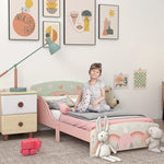Lit pour enfant 3-6 ans avec barrières de sécurité et motifs dim. 77 x 143 x 60 cm sommier à lattes inclus - rose