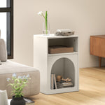Lot de 2 tables de chevet, table de nuit avec compartiments ouverts, design arqué, 40 x 30 x 60 cm, crème
