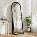 Miroir de sol arqué pleine longueur miroir sur pied cadre en effet imitation pierre pour salon chambre 53x163cm marron