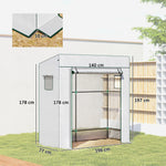 Serre de jardin murale adossée avec 1 porte enroulable, bâche PE renforcée, 2 fenêtres, dim. 196L x 77l x 197/178H cm