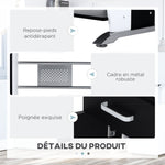 Bureau informatique design en mdf 100 L x 52 I x 75H cm noir et blanc