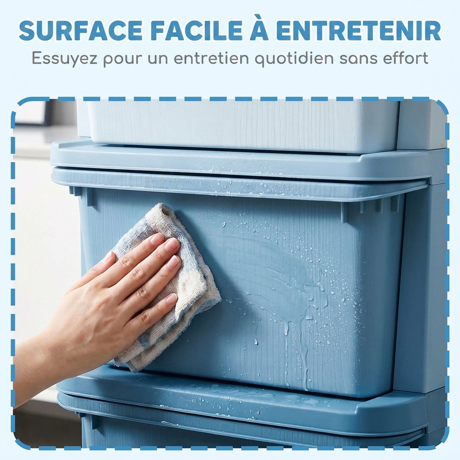 Organisateur de jouets pour enfants avec tiroirs à 3 niveaux, boîtes de rangement en plastique, 37 x 37 x 56,5 cm, bleu