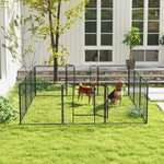 Parc enclos modulable acier époxy porte verrouillable pour chiens petits animaux intérieur et extérieur 80 x 80 cm gris