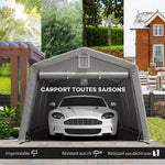 Tente garage carport dim. 6,2L x 3,3l x 2,4H m acier galvanisé robuste PE haute densité 150 g/m² imperméable anti-UV