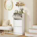 Scarpiera stile scandinavo 3 ante a ribalta 18 paia di scarpe 60 x 23,5 x 115 cm bianco effetto legno