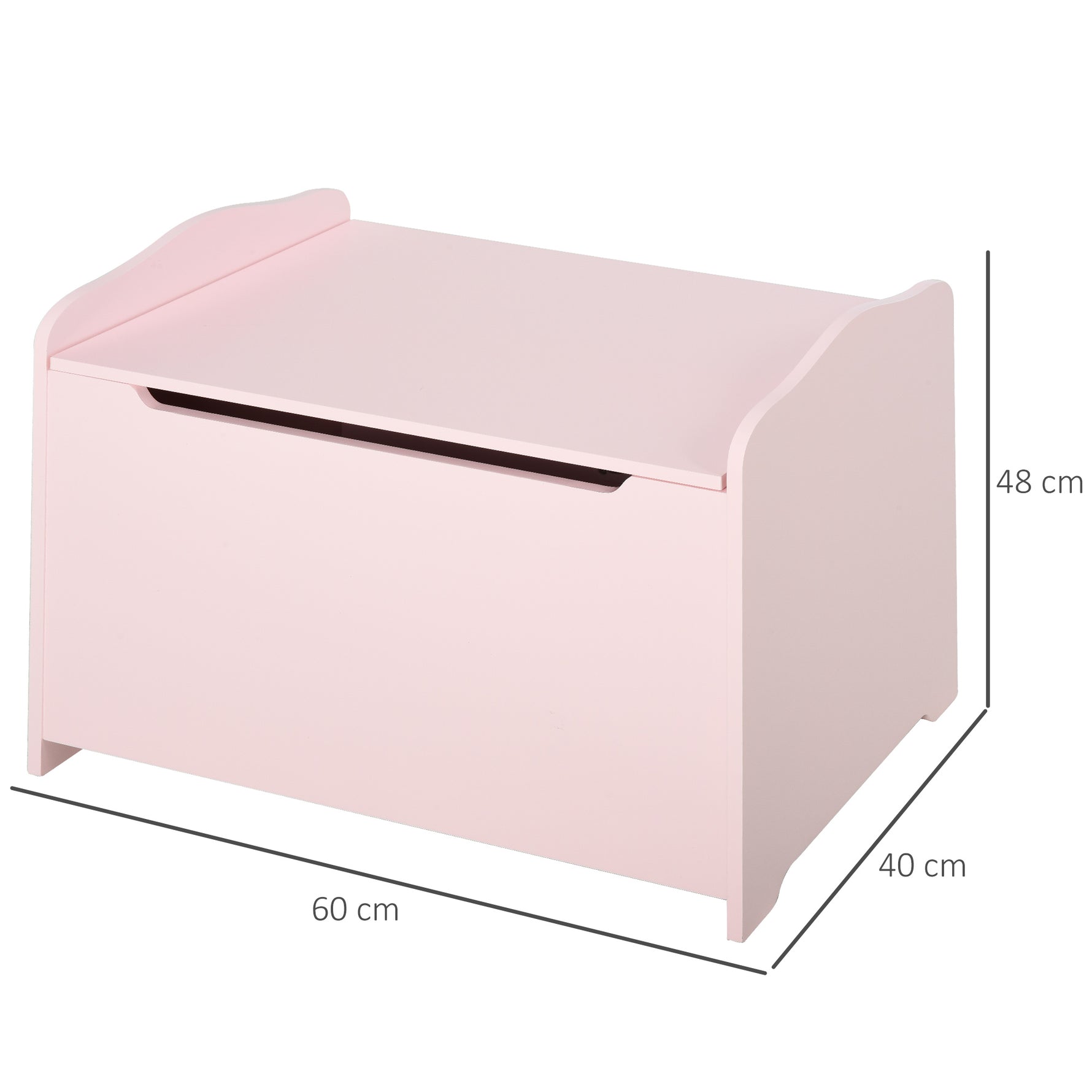 Coffres à Jouets pour Enfants Boîte à Jouets Malle de Rangement Dim. 60L x 40l x 48H cm Vérin Pneumatique MDF Rose
