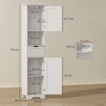 Meuble colonne salle de bain avec éclairage LED, meuble de rangement étroit, tiroir, 2 portes, 40x30x170cm, blanc