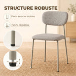 Lot de 2 chaises de salle à manger modernes, chaises de cuisine empilables en tissu effet lin, marron clair