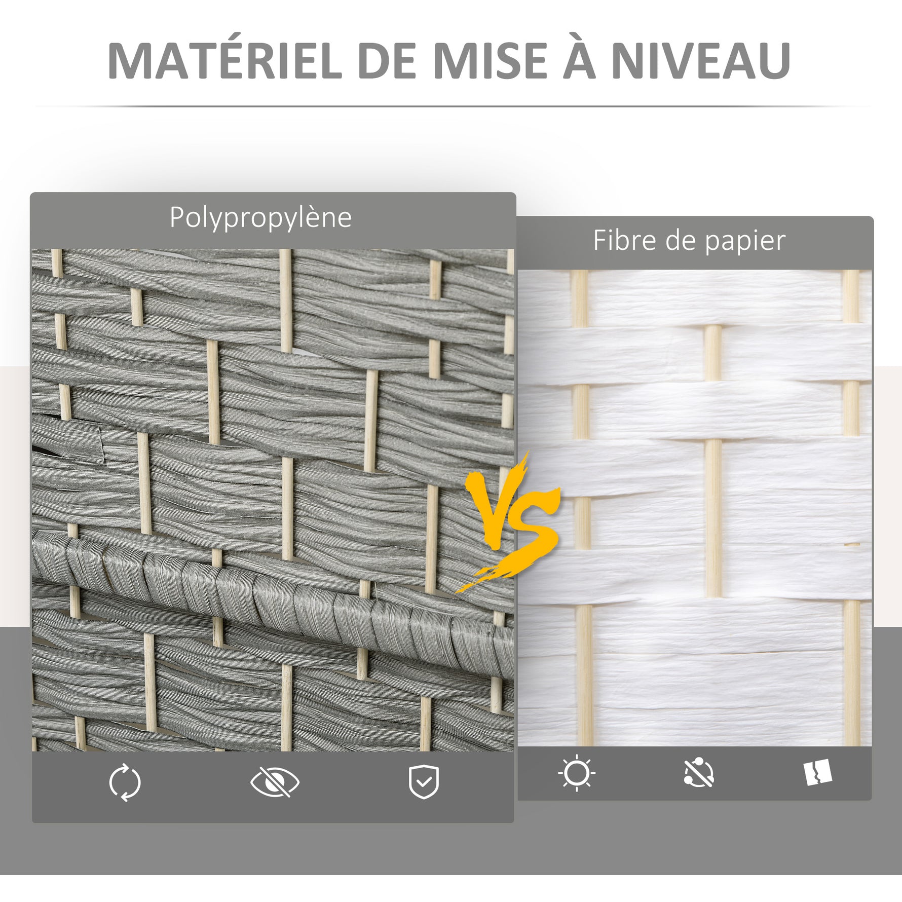 Paravent intérieur en bois 4 panneaux séparateur de pièce pliable pour salon chambre 180 x 180 cm gris mélangé