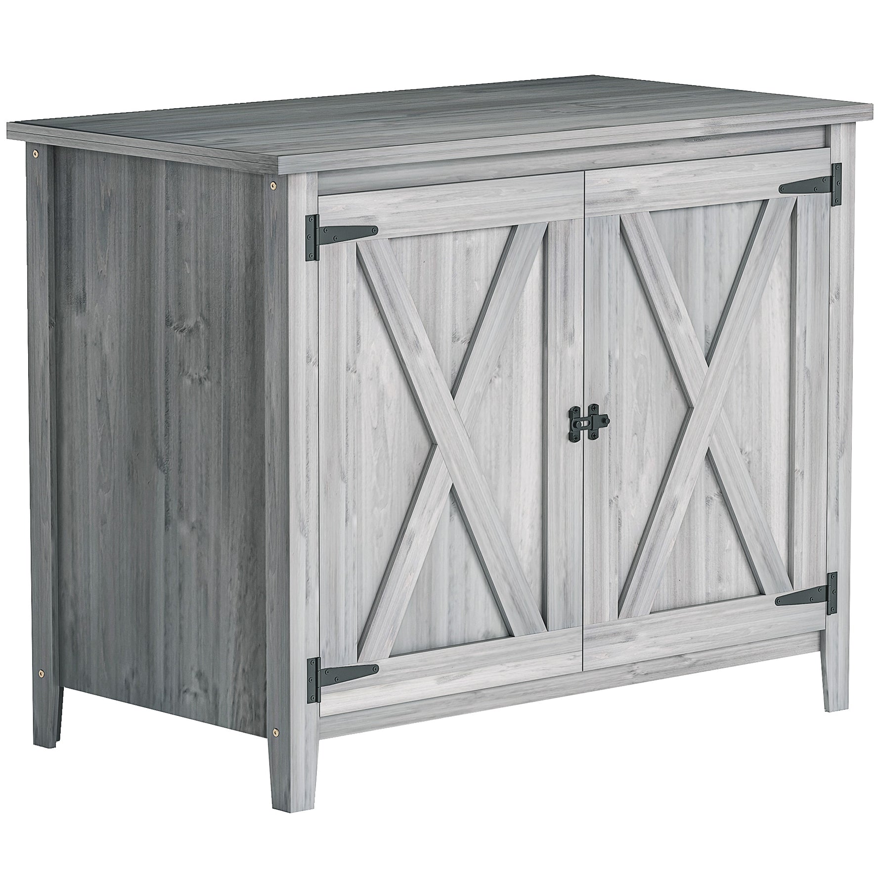 Armoire de jardin en bois, placard de jardin en bois avec étagères et double portes, 110 x 60 x 88,5 cm, gris clair