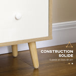 Meuble TV pour télévision jusqu'à 45 pouces pieds en bois massif style scandinave 3 niches 1 placard 120 x 30 x 60 cm