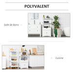 Meuble de Rangement Salle de Bain - 2 Portes, tiroir, 3 étagères - dim. 60L x 33l x 122H cm - MDF Blanc