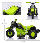 Moto électrique enfants 2-5 ans, 3 roues, 6 V, 3 km/h, avec fonction de bulles, effets lumineux et sonores, vert