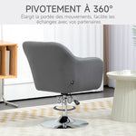 Fauteuil de salon coussins lombaires hauteur réglable pivotant 360° piètement en métal gris foncé