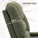 Fauteuil releveur relax électrique, fonction massage et chaleur, inclinaison réglable, repose-pied, télécommandes, vert