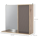 Miroir de Salle de Bain avec étagère et Placard - système Fixation intégré - Panneaux Particules chêne Clair Gris